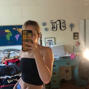 black and white striped tube top